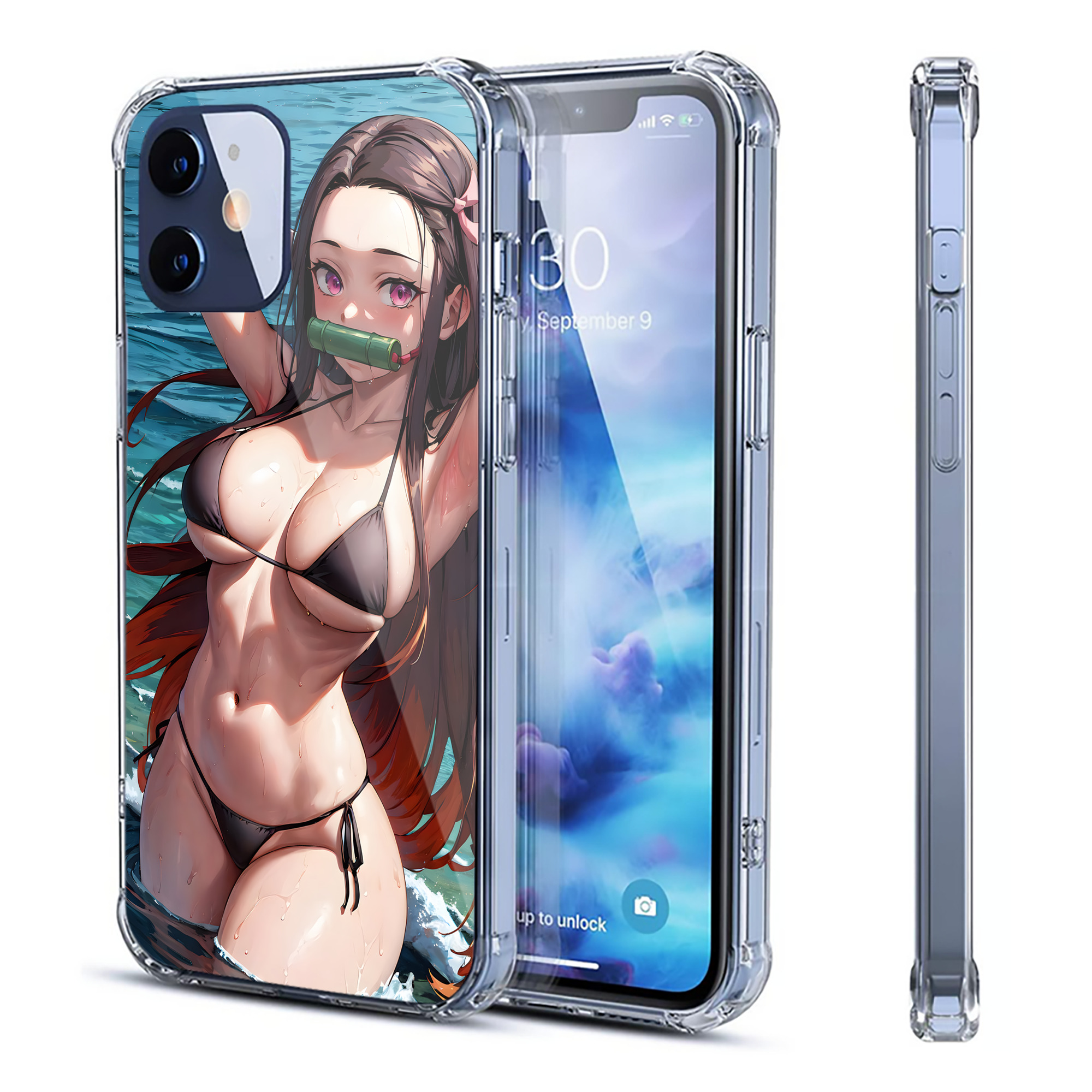 （画像用） 鬼滅の刃（きめつのやいば）竈門 禰󠄀豆子／かまど ねずこ Kamado Nezuko 【iPhone 12シリーズ対応】透明スマホケース（クリアソフトケース）